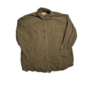 Duluth Trading Co Mens 3XL Tall Olive Green Flannel Button Down Shirt 89328